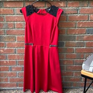 Red & Black Lace Dress